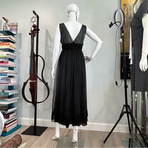 Vintage 60s Greek Goddess Style Black Négligée - Picture 3 of 10